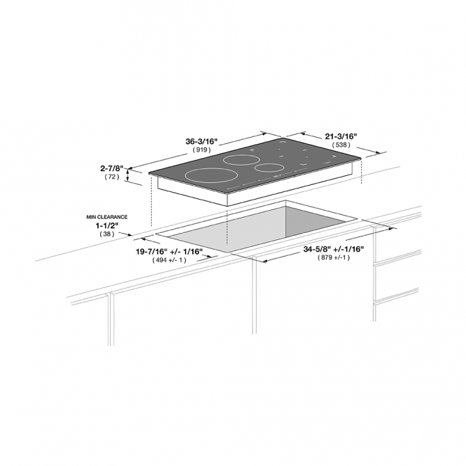 36" INDUCTION COOKTOP WITH BRUSHED ALUMINUM TRIM Fulgor Milano